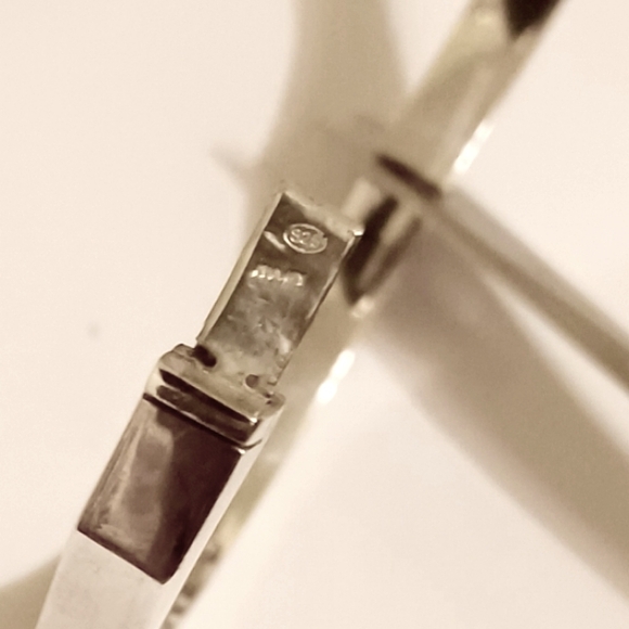 Sterling Silver 925 Italy Modernist Hexagonal Heavy Bangle Bracelet Size 7.5" - Picture 4 of 5